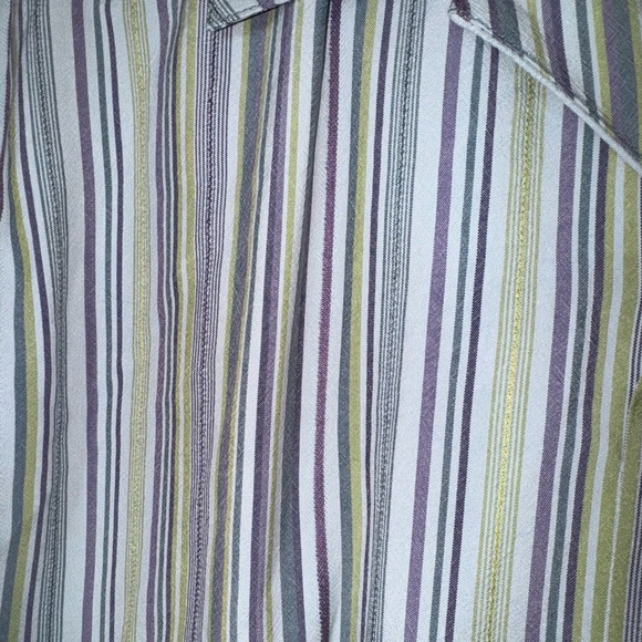 Tommy Bahama Men's Blue/Green Striped Shirt 100% Silk Size Small - Picture 4 of 4